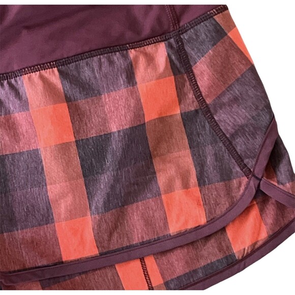 Lululemon Size 10 Speed Short With Liner Womens Yama Check Flaming Tomato Red - Picture 6 of 16
